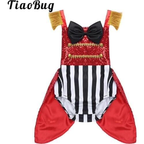 TiaoBug Baby Girls Shiny Sequin Bowtie Striped Romper Toddlers Birthday Party Halloween Cosplay Circus Costume Ringmaster Outfit