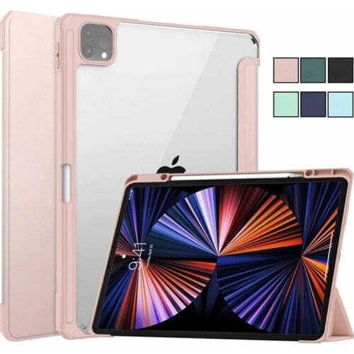 For iPad Pro 12 9 Case 2021 2020 Tri-Fold Leather Stand Cover Tablet For Funda iPad Pro 12 9 2021 2020 Case With Pencil Holder