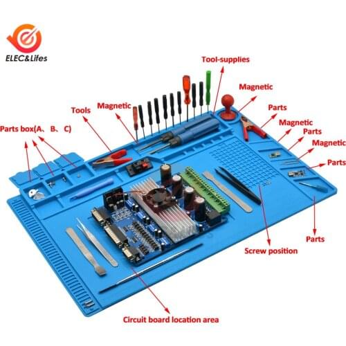ESD Heat Insulation Working Mat BGA Soldering Station Iron Phone Computer Repair Mat Magnetic Heat-resistant Insulator Platform