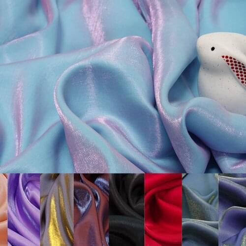 Glazed Silk Satin Fabric High-end Dress Shirt Home Sewing Cloth Pure Cotton Wedding Designer Bright Light Fabrics