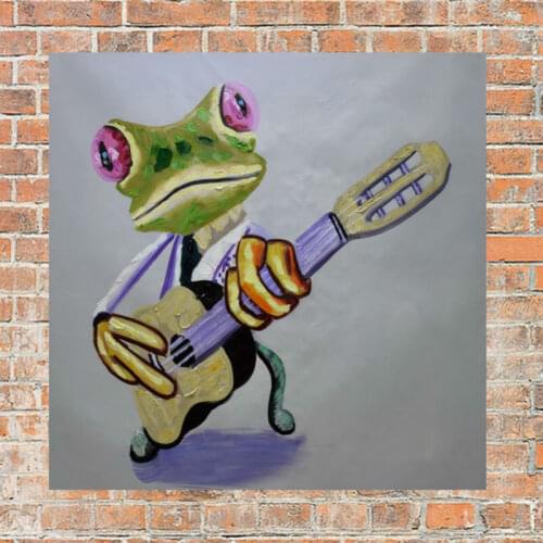 Oil Painting on Canvas Hand Painted Modern Abstract Frog Wall art Picture for living room Home Decor Canvas Painting 24x24 E033