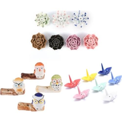 New 1pc Lotus Flower Shape Adeeing Ceramic Incense Burner Stick Holder Lotus Incense Burner Ash Catcher Plate
