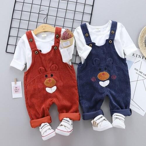 Girls Clothes Sets New Fashion Spring and Autumn Childrens Clothing Corduroy Bib Suit Baby Pullover Toddler Girls Clothing Set
