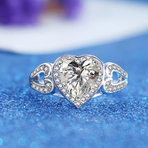 Fashion Heart Women Wedding Rings 925 Sterling Silver AAA CZ Simple Bridal Marriage Rings Proposal Fine Anniversary Gift Hot