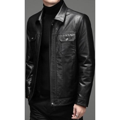 Men 2021 Autumn Winter New Real Sheepskin Jackets Men Clothing Genuine Leather Coats Men Short Fur Collar Warm Outwear W646