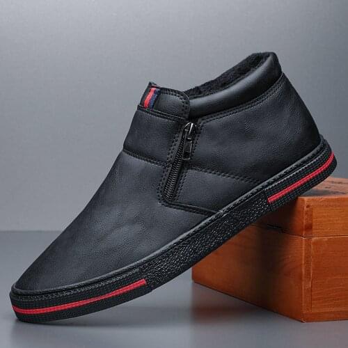 Mens Sneakers Warm Boots with flur Men Loafers Shoes Fashion Slip on Men Driving Shoes Soft Sapato Masculino Mocassin Homme