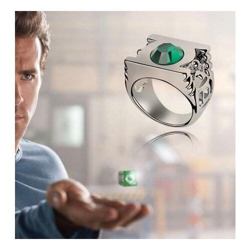 New Trendy Bohemian Crystal Inlaid Ring Mens Ring Fashion Metal Red Green Crystal Inlaid Ring Accessories Party Jewelry