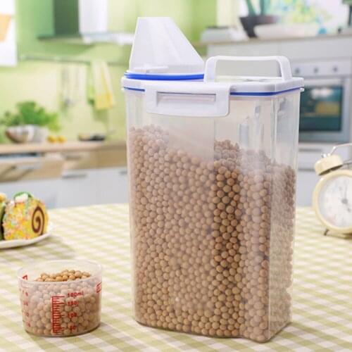 Plastic Transparent Coarse Cereals Tank Storage Box Grains Sealed Cans Containers Kitchen Gadgets Accessories