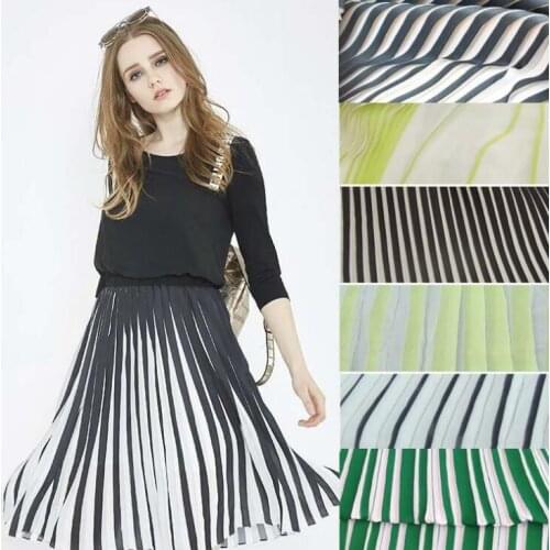 Pleated 2 tone fabric crushed poly fabric pleated material summer fashion for cloth