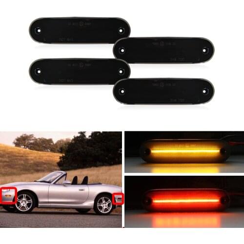 Fits For Mazda Miata MX-5 1990-2005 NA NB Model Smoked Lens F&R Amber Red Full Led Side Marker Lights Kit