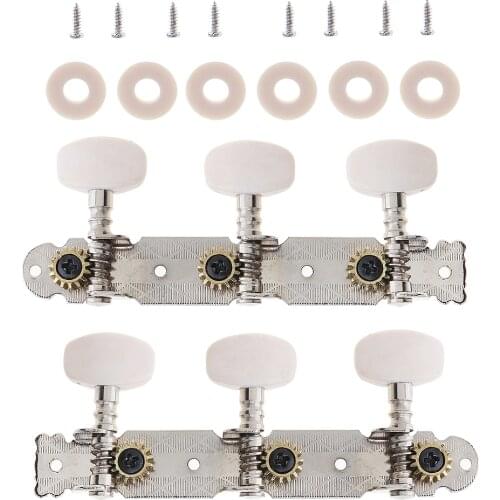 Professional Guitar Tuning Keys 1pair Classical Guitar Tuning Peg Accessories with White Plastic Buttons Machine Heads