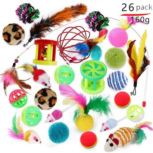 Dropshipping Cat Toys Set Funny Cat Stick Bell Ball Feather Toy Creative Assorted Cat Interactive Cat Play Toy for Kittens