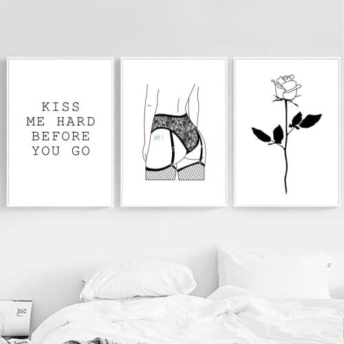 Sexy Woman Lace Line Rose Flower Body Art Quote Wall Art Canvas Painting Nordic Posters And Prints Wall Pictures For Living Room