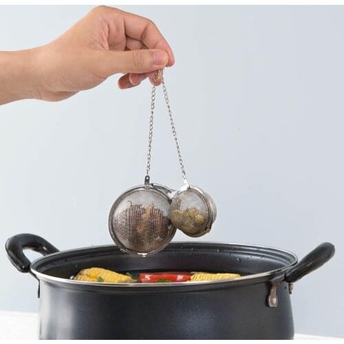 Stainless Steel Tea Strainer Ball Colander Tea Infuser Mesh Filter with Rope Chain Kitchen Cooking Tools Tea Filter for Hot Pot