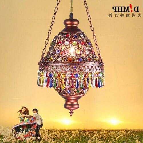 Mediterranean Style Decoration Handmade Turkish Pendant Light Glass Shades Mosaic Pendant Lamp For Bar Coffee Shop E14 pendant