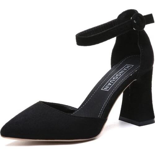 Spring Autumn New Black Fine with Single Shoes Shallow Mouth Ladies Pointed Sandals Women Fashion Comfortable High Heels Pumps