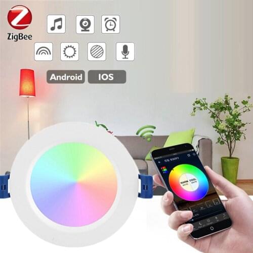 10W/12W Tuya Zigbee 3.0 Smart LED Downlight RGBCW 3.5/4 Inch Round Ceiling Lamp Indoor Spot Lighting Alexa Smartthings