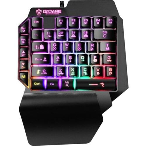 USB Wired Gaming Keyboard Mobile Tablet One-handed Game Keypad For PUBG FPS Game Accessories Colorful Backlight Gamer Keyboard