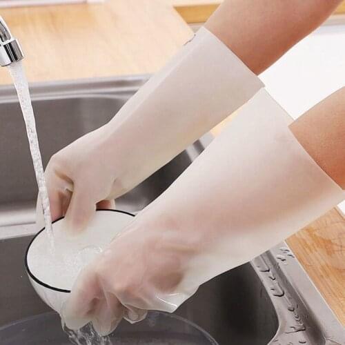 Waterproof Thin Dishwashing Gloves Latex Housework Female Washing Clothes Washing Bowl Rubber Thick Fleece
