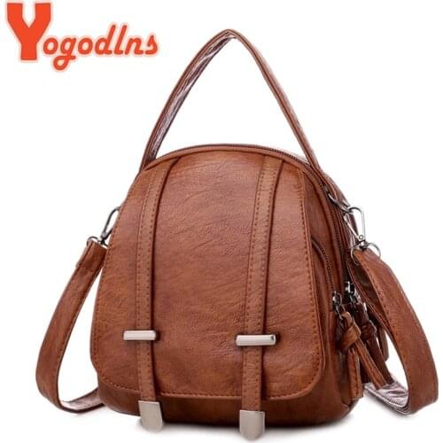 Yogodlns Vintage Small Shoulder Bag Women Soft PU Leather Crossbody Bag Multifunction Messenger Bag Casual Lady Handbag Bolso