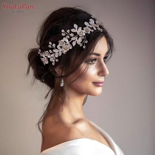 YouLaPan HP350 Silver Wedding Headband Bridal Leaf Headband Tiaras Headpieces Bridal Wedding Bridal Jewelry Crystal Tiara Crown