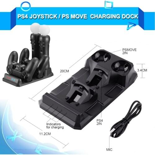 PS4 Slim Pro Controller Charger PS Move Joystick Charging Dock Station for Sony Playstation 4 PSVR Move Accessories