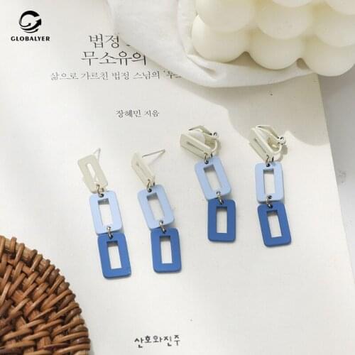 Non allergic needle Rectangular Hollow out New Fashion Earrings Female Color contrast Temperament Earrings Free shipping 777