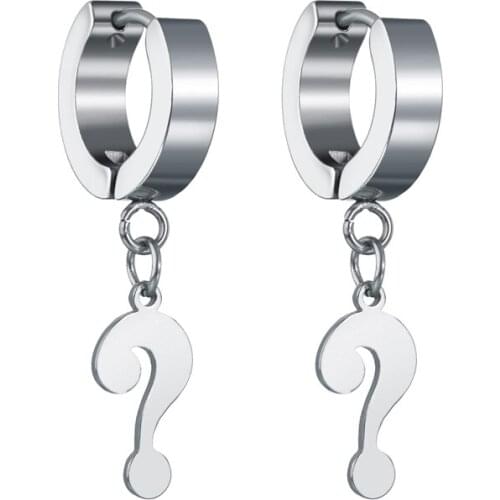 New Fashion 1 Pair Punk Women Stainless Earrings Question Mark Upper Ear Cartilage Earring For Women Men Earring Jewelry