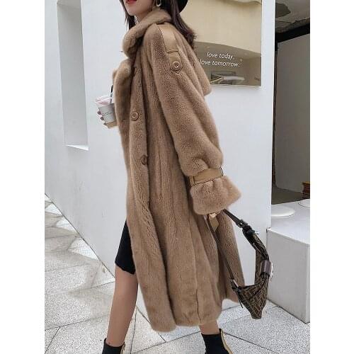 Women 2020 Long Natural Winter Real Fur Coat Luxury Mink Jacket Overcoat Manteau Femme Hiver 222006 KJ4769