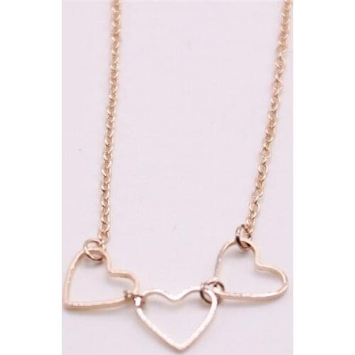 Hollow out love Pendant necklace Three love heart Pendant necklace for girls the to women