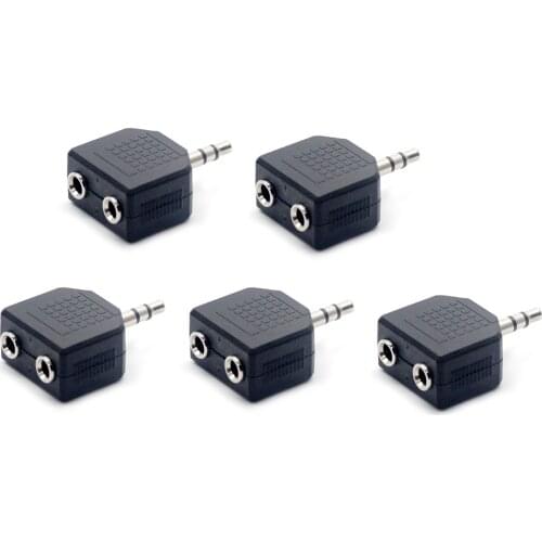 1/2/5pcs 3.5mm Earphone Audio Splitter 1 Male to 2 Female Cable 2 Way Port Aux Music Sound Output Cable Stereo Headset Extension