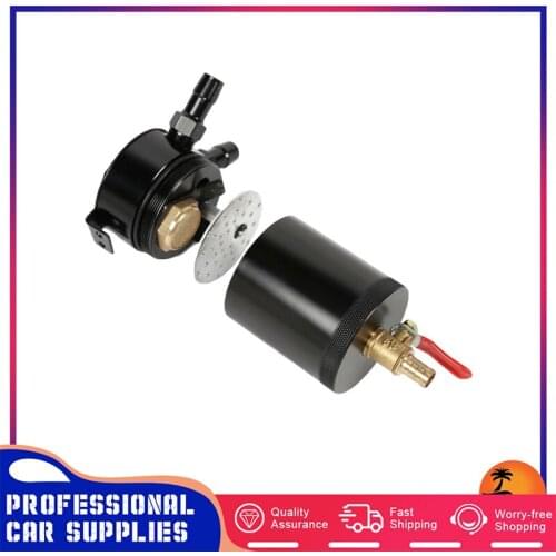 1x Universal 2 Port Oil Catch Can Tank Set Air Oil Separator Car Bus Van Pressure Relief Valve Dual Channel Exhaust Pipe