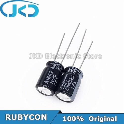 20pcs RUBYCON 6.8UF 250V 8*111.5mm LEX Series 125℃ 6.8UF250V 250V6.8UF 8x11.5mm Aluminum Electrolytic Capacitor