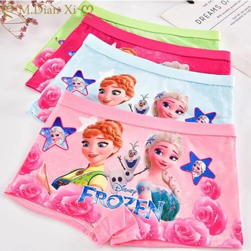 4Pcs/Lot New Arrival Kids Baby Girls Underwear Cotton Frozen Elsa Baby Girls Panties Childrens Briefs Cartoon Designs Shorts
