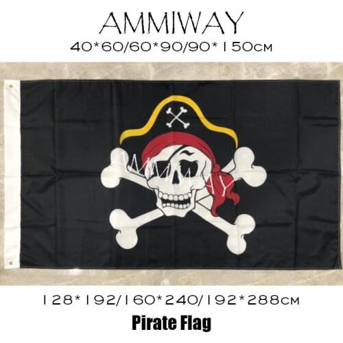 AMMIWAY Cartoon Red Scart Bandana Roger Pirate Flags and Banners Skull and Cross Crossbones Jolly Roger Pirate Flags Holloween