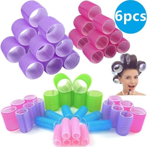 Hair Rollers 6Pcs/Pack Self Grip Hair Curlers Hair Roller Salon Hair Dressing Curlers Jumbo Size Hair Roller Sticky Cling Style