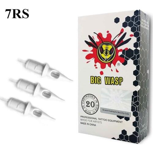 BIGWASP White Evolved Disposable Sterilized Safety 7RS Tattoo Cartridges Needle (7 Round Shader) Wholesale Supply 20pcs/box
