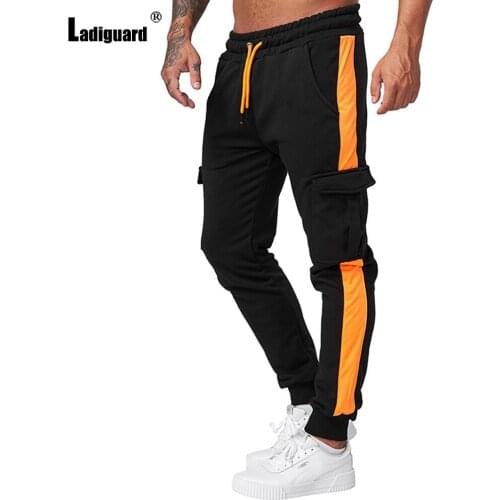 Ladiguard Mens Cargo Pants Autumn Fashion Multi-Pockets Hip Hop Trouser Solid Men Patchwork Outdoor Skinny Pant Sexy Bottoms