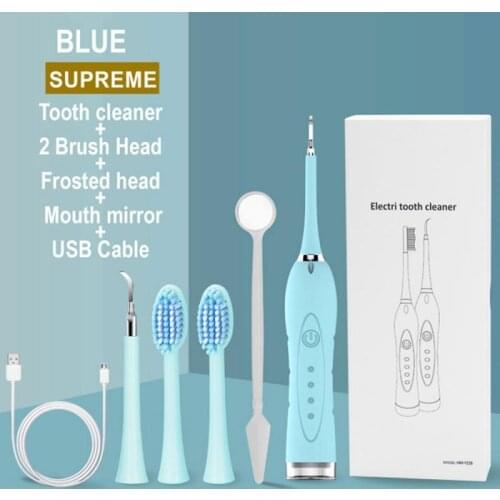 Household Electric Toothbrush Calculus Remover Kit Frosted Toothbrush Heads Tartar Whitening USB Rechargeable Tooth Cleaner