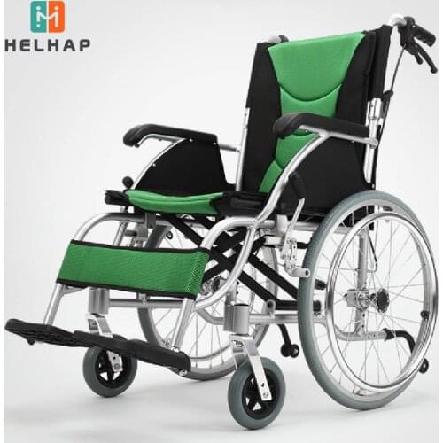 Manual aluminum alloy folding light weight small portable elderly stroller elderly disabled four wheelchair