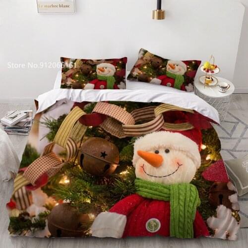 Happy New Year Bedding Set Merry Christmas Duvet Cover For Kids Gift Bed Quilt Cover 3D Print For Bedroom Home Bed Cover Set