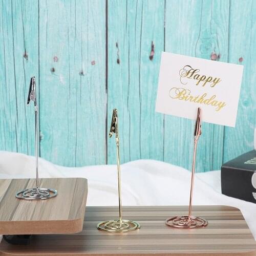 Cool Wedding Party Decoration Place Card Holder Romantic Rose Gold Photo Clip Table Number Stand Wedding Supplies