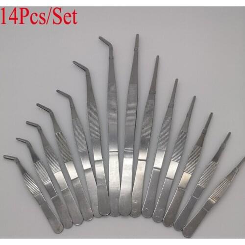 14Pcs/Set Stainless Steel Multifunction Tweezers Kitchen Accessories BBQ Grill Food Tongs Cooking Clip Buffet Restaurant Tool