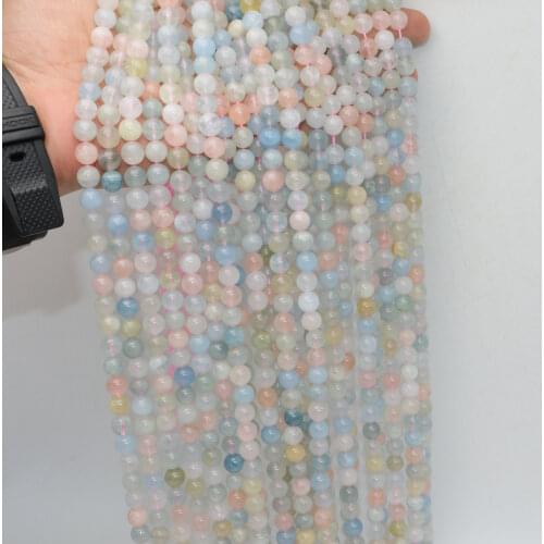 Natural Clean Quality Beryl - Morganite + Golden Beryl + Aquamarine Loose Round Beads 6mm,8mm