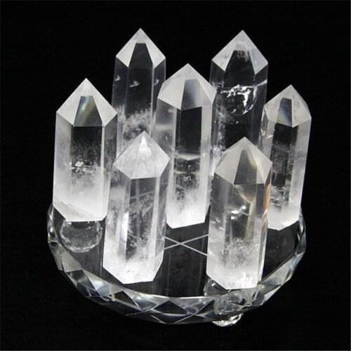 Natural clear quartz Crystal gemstone point grid seven star array meditation reiki healing chakra rock crystal wand obelisk