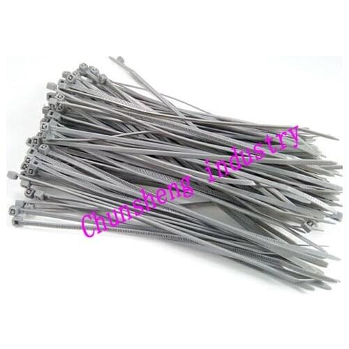 2015 new 200pcs Grey color 8" 2.0x200mm Network Nylon Plastic Cable Wire Zip Tie Cord Strap bundle cable