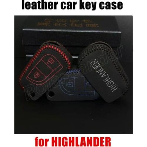 Only Red New arrival genuine leather car key case fit for for TOYOTA RAV4 HIGHLANDER leather cover sewing by hand fahion goods