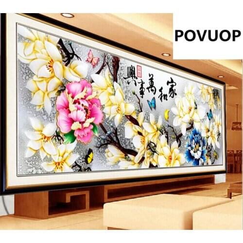 POVUOP Exquisite color carved cross stitch New living room Blossom and rich Cross stitch Jade orchid series cross stitch