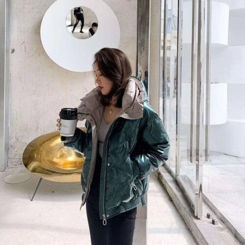 FNOCE 2020 winter new womens down jackets fashion street casual young solid hooded long sleeve slim short parkas coats