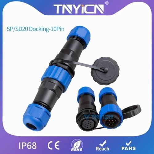 Led Strip Connector IP68 Waterproof Connector SP/SD20 Docking-10Pin Wire Cable Connector Aviation Plug and Socket Power Conector